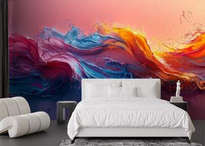 Abstract painting with bold brushstrokes and vibrant hues, creating a dynamic and energetic composition Wall mural