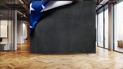 American flag on dark concrete background. USA national holidays concept. Independence Day, Memorial Day, Labor Day. Wall mural