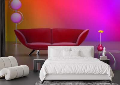 modern red couch Wall mural