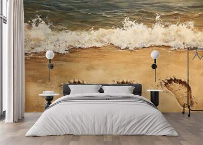 Beach Sand Footprints Wall mural