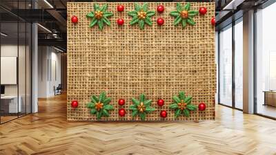 Christmas background on matting beautiful Christmas decorations Wall mural