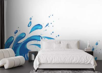 Colorful abstract sea or water wave with splashes and bubbles, vector illustration isolated on white background Wall mural