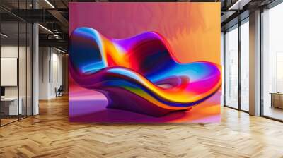 Curved abstract chair with vibrant colors Wall mural