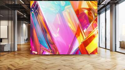 Glass Shapes with Colorful Multicolored hues create a Slick Tech Wallpaper. Wall mural