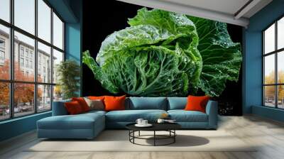 green vegetable on black surface Wall mural