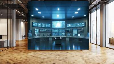 High-tech smart grid monitoring control room Wall mural