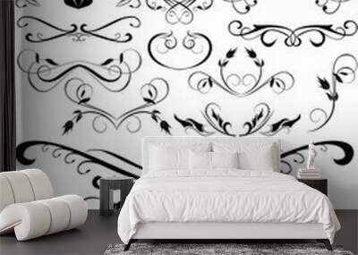 Set of small decorative calligraphic elements for design Wall mural