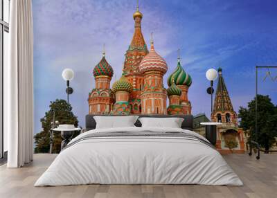 St. Basil's Cathedral is an Orthodox church on Red Square in Moscow, a famous monument of Russian architecture. Wall mural