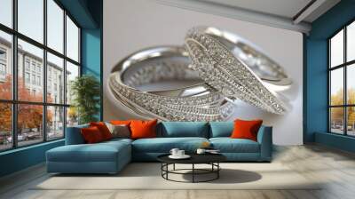 two diamond studded silver rings Wall mural