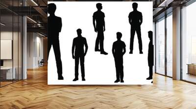 Vector silhouettes of men  standing, business people, group, black color, isolated on white background Wall mural