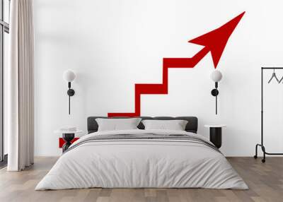 Red arrow growing up graph vector illustration. Wall mural