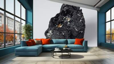 natural black tourmaline scherl on the white background Wall mural