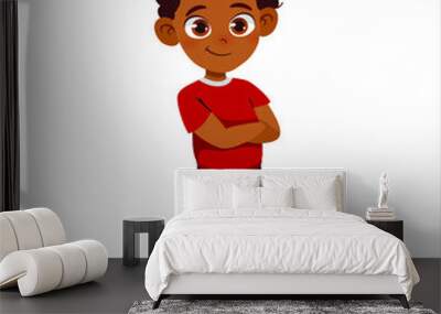 African American boyl. Cartoon character design.  Vector illustration isolated on white background Wall mural