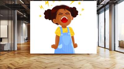 Vector illustration of a very angry girl screaming. aggressive children Wall mural