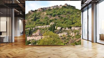 Ancient Byzantine town Mystras in Greece Wall mural