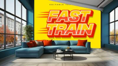 Fast train editable text effect template Wall mural