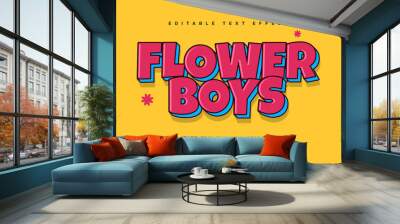 Flower boys editable text effect template Wall mural