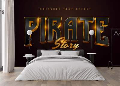 Gold pirate text effect template Wall mural