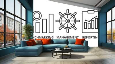 Business intelligence banner web icon vector illustration concept with icon of data mining, analysis, benchmarking, management, reporting, measure, and strategy Wall mural