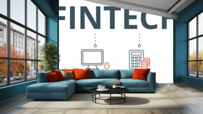 Fintech banner web icon vector illustration concept with icon of financial, technology, digital, accounting, analysis and blockchain Wall mural