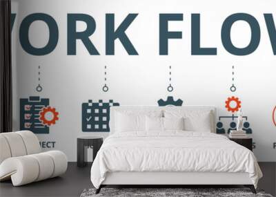 Work flow banner web icon vector illustration concept with icon of team, strategy, project, schedule, management, resources, process, documentation Wall mural