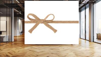 Burlap woven ribbon with bow isolated on white background Wall mural