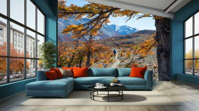 Hike in autumn season Wall mural