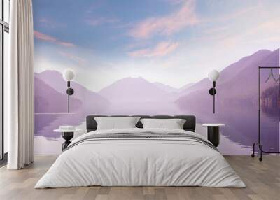 Lake on sunrise Wall mural