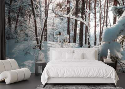 Winter forest Wall mural