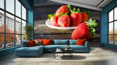 Red delicious strawberries for desserts and fresh juices in summer for ice cream Wall mural