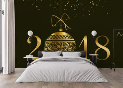 abstract gold new year baubles vector illustration. golden elegant style decorative design for celebration invitation, greeting card, header, banner. Wall mural