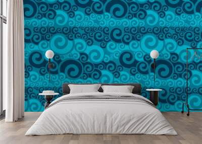 Blue water oriental seamless pattern. Wall mural