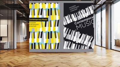 Bright poster set for piano music concert, Wall mural