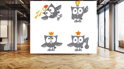 cute little owls icons with assorted hats vector illustration. c Wall mural