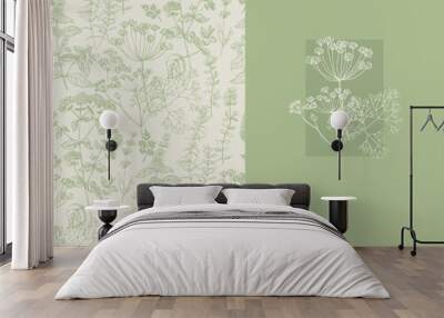 Elegant classic herbal seamless pattern Wall mural