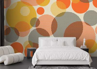 geometric circle seamless pattern vector illustration in retro 60s style. vintage 1970s ball geometr Wall mural