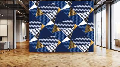 Geometric gold and blue luxury seamless pattern Wall mural