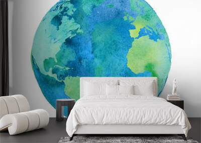 hand painted Earth globe. watercolor artwork Wall mural