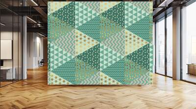 Mint green and gold elegant xmas seamless pattern Wall mural