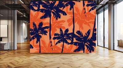 Palm silhouette laconic tropical seamless pattern Wall mural