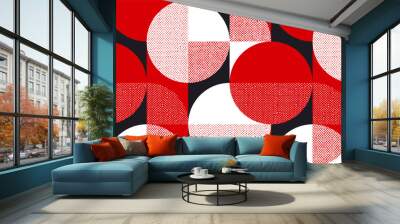 Red and black bauhaus style seamless pattern Wall mural