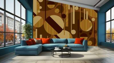 Sophisticated geometric pattern with wood texture Wall mural