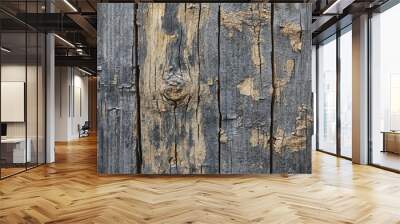 Weathered Wooden Plank with Knot and Cracks Wall mural