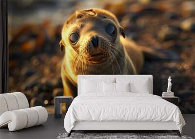 A cute baby sea lion Wall mural