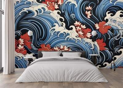 pattern flower illustration design japan art Wall mural