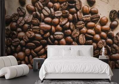 Close-up of Aromatic Roasted Coffee Beans Wall mural