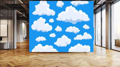 cloud vector collection in cute style. isolated in the blue sky, white clouds vector illustration Wall mural