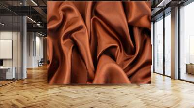 Chocolate, Brown color silk texture as background. Wall mural