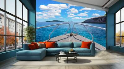 Scenic of prow boat over the sea of Similan Islands, Andaman Sea, National Park, Phangnga Province, Thailand Wall mural