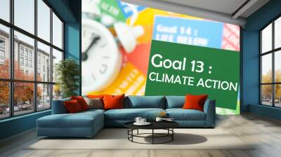 The Goal 13 : Climate Action. The SDGs 17 development goals environment. Environment Development concepts. Wall mural